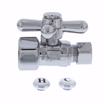 Picture of 1/2" FIP x 3/8" OD Comp Quarter-Turn Straight Supply Stop Valve with Cross Handle, Chrome Plated