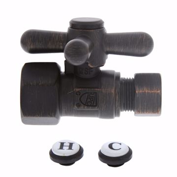 Picture of 1/2" FIP x 3/8" OD Comp Quarter-Turn Straight Supply Stop Valve with Cross Handle, Old World Bronze
