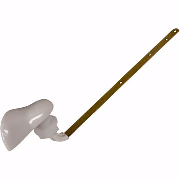 Picture of White Modern Style Tank Trip Lever with 8" Brass Arm and Metal Spud and Nut