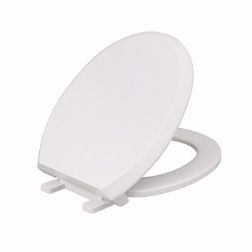 Picture of White Premium Plastic Toilet Seat, Closed Front with Cover, QuicKlean® Hinges, Round