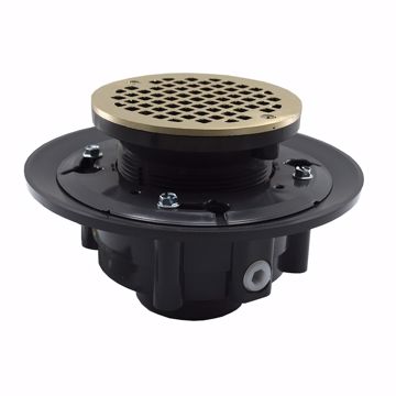 Picture of 2" x 3" Heavy Duty PVC Drain Base with 3-1/2" Plastic Spud and 5" Nickel Bronze Strainer