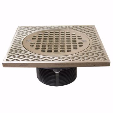 Picture of 3" IPS PVC Spud with 7" Square Top and 5" Nickel Bronze Strainer