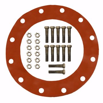 Picture of 12" Red Rubber Full Face Gasket Kit, 7/8" x 4" Bolt Size