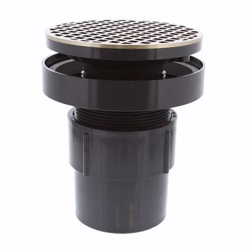 Picture of 3" x 4" LevelBest® Complete Pipe Fit Drain System with 3" Plastic Spud and 6" Nickel Bronze Strainer