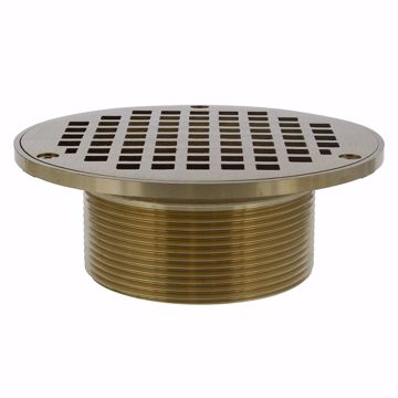 Picture of 3-1/2" IPS Metal Spud with 6" Polished Brass Round Strainer