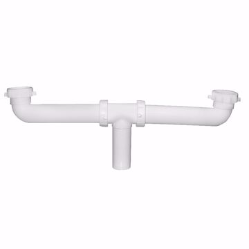 Picture of 1-1/2" White Plastic Slip Joint Center Outlet Waste