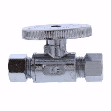 Picture of 3/8" OD Comp x 3/8" OD Comp Quarter-Turn Straight Supply Stop Valve, Chrome Plated