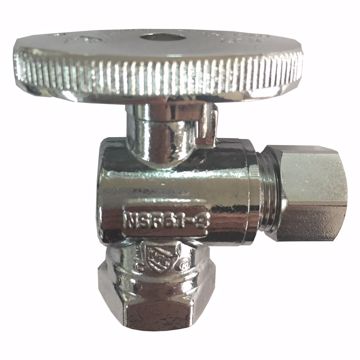 Picture of 3/8" FIP x 3/8" OD Comp Quarter-Turn Angle Supply Stop Valve, Chrome Plated