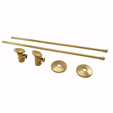Picture of Polished Brass 3/8" x 20" Lavatory Supply and 3/8" x 5/8" Angle Stop Kit