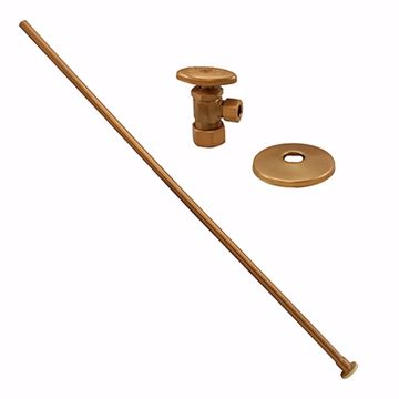 Picture of Brushed Bronze 3/8" x 20" Closet Supply and 3/8" x 5/8" Angle Stop Kit