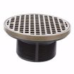 Picture of 3" Heavy Duty PVC Drain Base with 3-1/2" Plastic Spud and 6" Nickel Bronze Strainer with Ring