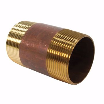 Picture of 2-1/2" x 3-1/2" Red Brass Pipe Nipple