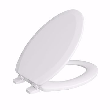 Picture of White Deluxe Molded Wood Toilet Seat, Closed Front with Cover, Elongated