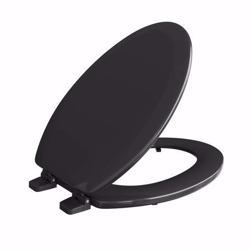 Picture of Black Deluxe Molded Wood Toilet Seat, Closed Front with Cover, Elongated