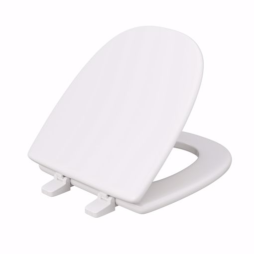 Picture of White Square Front Wood Toilet Seat, Closed Front with Cover to fit Eljer® Emblem, Round