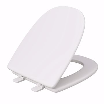 Picture of White Square Front Wood Toilet Seat, Closed Front with Cover to fit Eljer® Emblem, Elongated