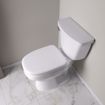 Picture of White Square Front Plastic Toilet Seat, Closed Front with Cover to fit Eljer® Emblem, Slow-Close, Elongated