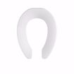 Picture of White Plastic Toilet Seat, Open Front less Cover, Check Hinges, Elongated