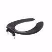 Picture of Black Plastic Toilet Seat, Open Front less Cover, Check Hinges, Elongated