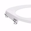 Picture of White Premium Plastic Toilet Seat, Open Front less Cover, Slow-Close Self-Sustaining Check Hinges, Elongated