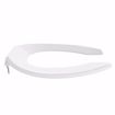 Picture of White Plastic Toilet Seat, Open Front less Cover, Self-Sustaining Check Hinges, Elongated