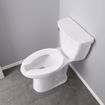 Picture of White Fire Retardant Plastic Toilet Seat, Open Front less Cover, Self-Sustaining Check Hinges, Elongated