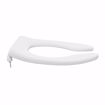 Picture of White Heavy Duty Plastic Toilet Seat, Open Front less Cover, Self-Sustaining Check Hinges, Elongated