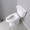 Picture of White Heavy Duty Plastic Toilet Seat, Open Front less Cover, Self-Sustaining Check Hinges, Elongated