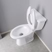 Picture of White Heavy Duty Plastic Toilet Seat, Open Front less Cover, Self-Sustaining Check Hinges, Elongated