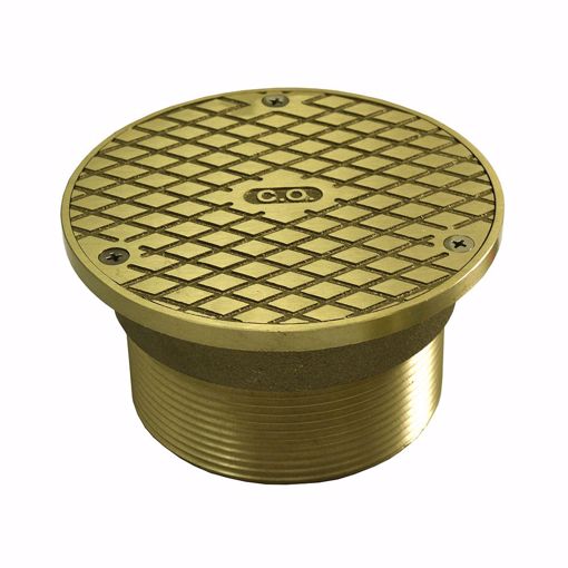 Picture of 3-1/2" Metal Heavy Duty Cleanout Spud with 5" Polished Brass Round Cover