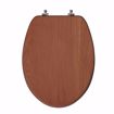 Picture of Cherry Designer Wood Toilet Seat, Closed Front with Cover, Brushed Nickel Hinges, Elongated