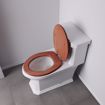 Picture of Cherry Designer Wood Toilet Seat, Closed Front with Cover, Brushed Nickel Hinges, Elongated