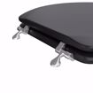 Picture of Black Deluxe Molded Wood Toilet Seat, Closed Front with Cover, Chrome Hinges, Round