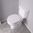 Picture of White Bead Board Designer Wood Toilet Seat, Closed Front with Cover, Chrome Hinges, Round