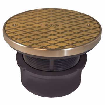 Picture of 4" PVC Hub Fit Base Cleanout with 3-1/2" Plastic Spud and 6" Nickel Bronze Cover with Ring