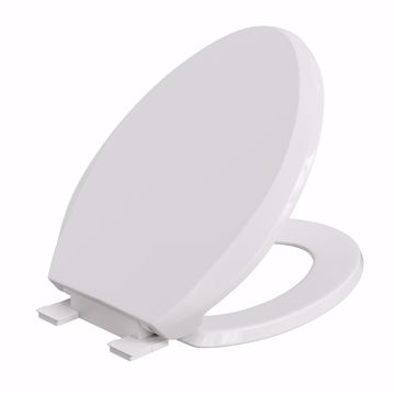 Picture of White Premium Plastic Toilet Seat, Closed Front with Cover, Slow-Close and QuicKlean® Hinges, Elongated