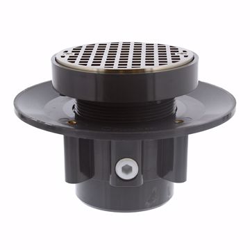 Picture of 3" x 4" LevelBest® Complete Heavy Duty Slab Drain System with 3" Plastic Spud and 5" Nickel Bronze Strainer