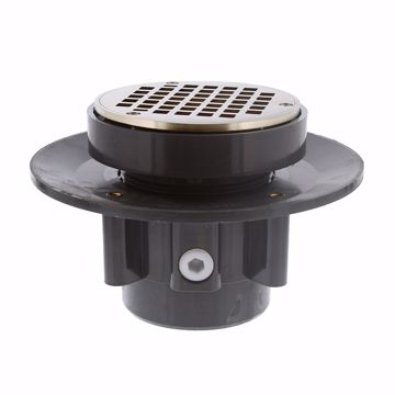 Picture of 3" x 4" LevelBest® Complete Heavy Duty Slab Drain System with 3" Metal Spud and 5" Nickel Bronze Strainer