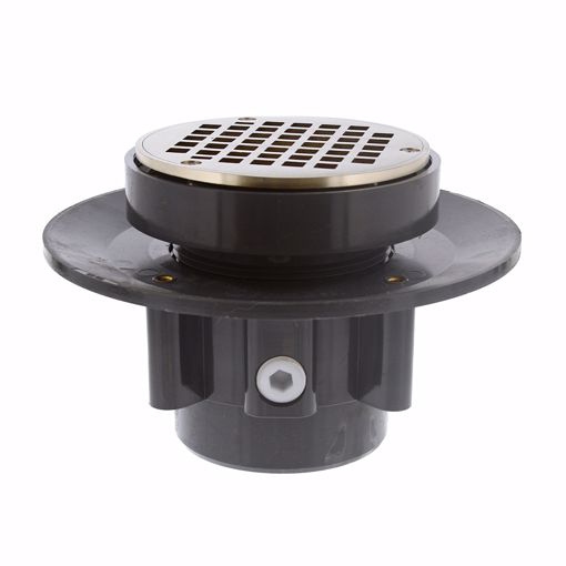 Picture of 3" x 4" LevelBest® Complete Heavy Duty Slab Drain System with 3" Metal Spud and 5" Nickel Bronze Strainer