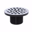 Picture of 2" x 3" PVC Shower Drain with 2" PVC Spud and 4-1/4" Round Stainless Steel Strainer