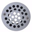 Picture of 2" x 3" PVC Shower Drain with 2" PVC Spud and 4-1/4" Round Stainless Steel Strainer