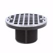 Picture of 2" x 3" PVC Shower Drain with 2" PVC Spud and 4" Round Chrome Plated Cast Strainer