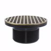 Picture of 2" Heavy Duty PVC Drain Base with 3-1/2" Plastic Spud and 6" Polished Brass Strainer