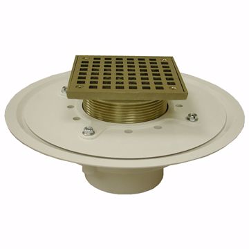 Picture of 3" Heavy Duty PVC Drain Base with 3-1/2" Metal Spud and 5" Nickel Bronze Strainer