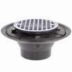 Picture of 2" x 3" PVC Shower Drain with 2" Brass Spud and 4" Round Chrome Plated Strainer