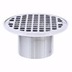 Picture of 2" x 3" PVC Shower Drain with 2" Brass Spud and 4" Round Chrome Plated Strainer