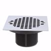 Picture of 2" x 3" PVC Shower Drain with 2" PVC Spud and 4" Square Chrome Plated Cast Strainer