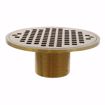 Picture of 2" PVC Shower Drain with 2" Brass Spud and 6" Round Polished Brass Strainer