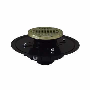 Picture of 2" Heavy Duty ABS Drain Base with 3-1/2" Plastic Spud and 6" Nickel Bronze Strainer with Ring