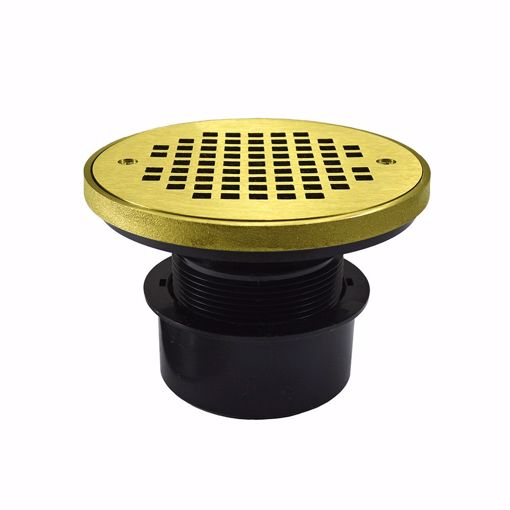 Picture of 3” ABS Inside Pipe Fit Adjustable General Purpose Drain with Polished Brass Strainer and Grout Ring